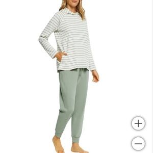 New Max & Mia Women's Waffle Knit‎ Lounge Set green white
